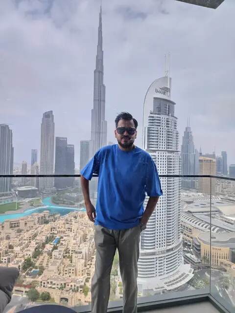 Tushar Kumar overlooking the Dubai skyline